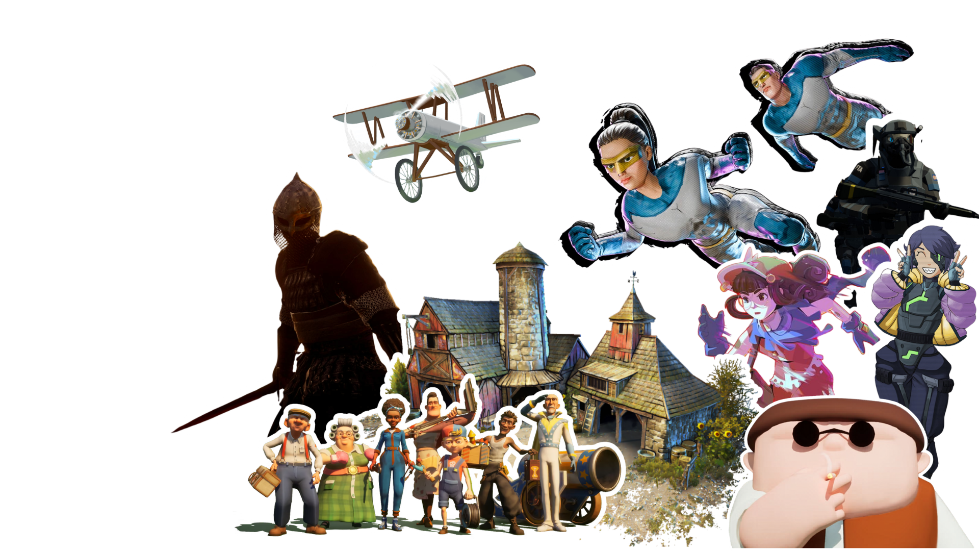 Collage of standout indie game characters and worlds featured in Top Unique Indies 2025